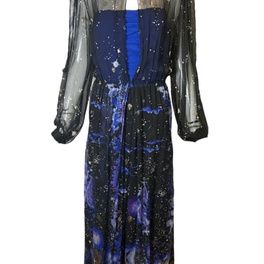 Paul-Louis Orrier 70s Silk Galaxy Gown Chiffon Ensemble