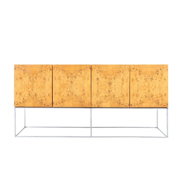 Vintage Burl Wood and Chrome Credenza by Milo Baughman for Thayer Coggin