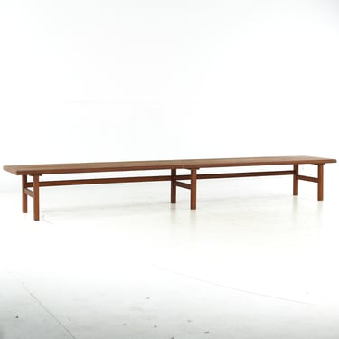 Jens Risom Style Mid Century Long Walnut Bench - mcm 