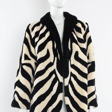 Zebra Stripe Fur Coat
