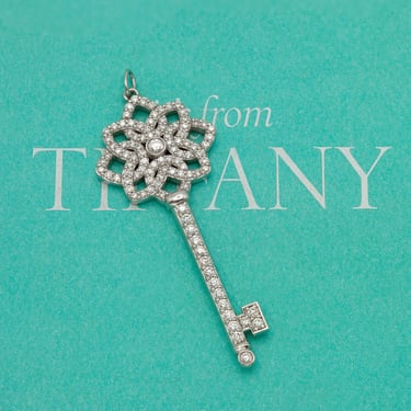 Tiffany & Co Platinum and Diamond Key Pendant