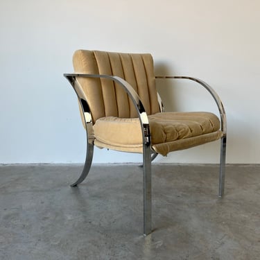 Mid Century Milo Baughman - Style Chrome Lounge Chair 