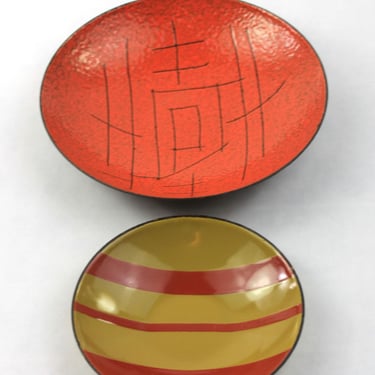 Vallenti Italy Abstract Enamel on Copper Plate Set MCM Enamelware 
