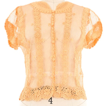 Orange Crochet Button Front Top