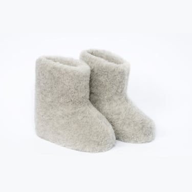 Cozy Wool Bootie Slippers - Light Grey