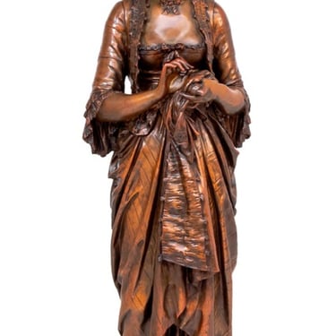Eugene Aizelin "Jolie Couseuse" Patinated Bronze