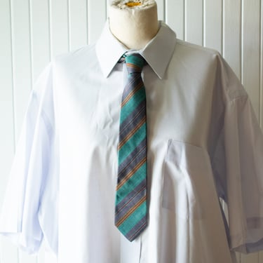Vintage 1970s Blue Striped Silk Necktie