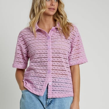 Native Youth - Floral Crochet Bowling Shirt