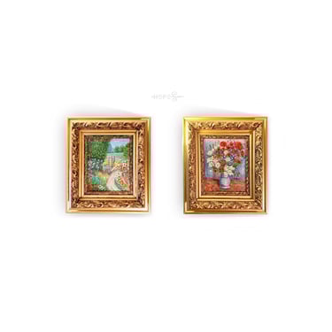 1900s Golden Victorian Frames Impressionist Oil Paintings Wooden Frames from  New York Hand Made Original Set Of Two 