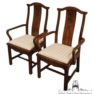 Set of 2 THOMASVILLE Mystique Collection Asian Chinoiserie Dining Arm Chairs 