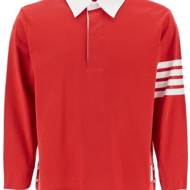 Thom Browne Red Cotton Polo With Three Stripes Men