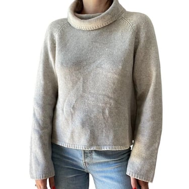Vintage Womens Lauren Hansen 100% Cashmere Grey Thick Cowl Neck Sweater Sz S 