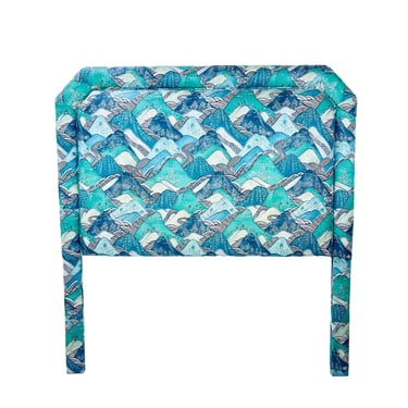 #1451 Queen Headboard Upholstered in Teal/Blue Kelly Wearstler Fabric