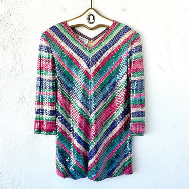 Vintage 1970s Missoni Sequin Knit Top // 70s Disco Glam Striped Colorful Sweater Shirt 