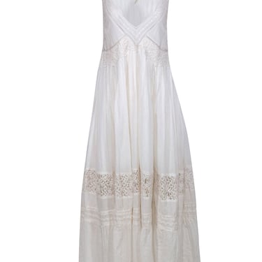 Free People - Ivory Cotton Maxi Dress w/ Lace &amp; Embroidered Details Sz S