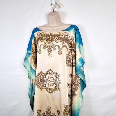 Vintage Tan & Blue Baroque Caftan 