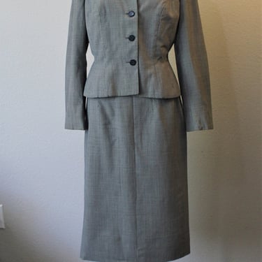 Vintage 1950s 50 Young Moderns Navy Blue white mini Houndstooth dress Suit Maurice Rothschild // Modern Size US 4 6 Small Med 