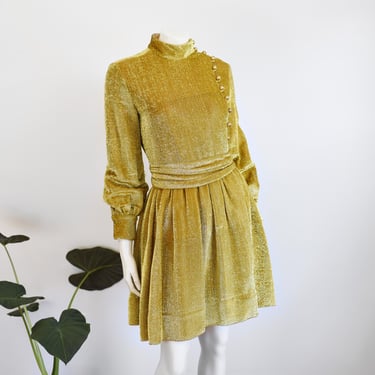 Late 60s Gold Cocktail Dress - S 