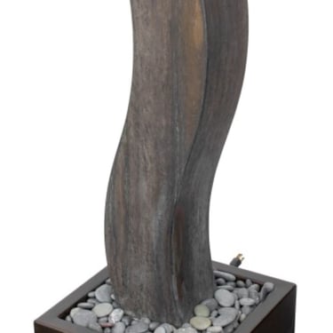 Serpentine Bronze &amp; Pebble Fountain Sculpture