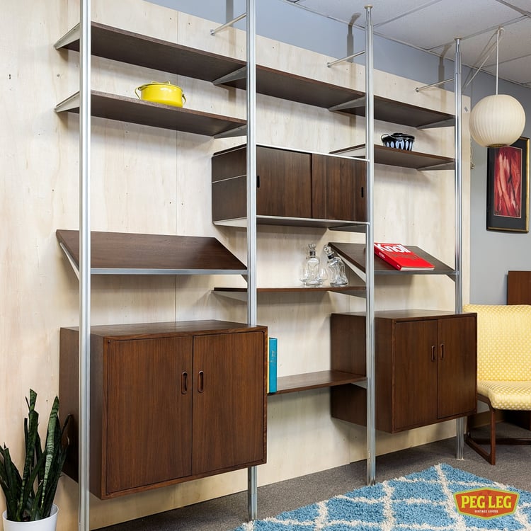 Mid-Century Modern walnut OMNI wall unit by George Nelson