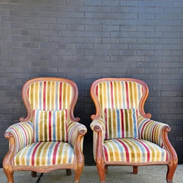 Pair of Velvet Upholstered Armchairs