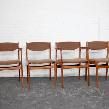 Vintage MCM set of 4 Scandinavian solid teak by Benny Linden Denmark w/ new upholstery | Free delivery only in NYC and Hudson Valley areas 