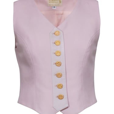 Alberto Makali - Light Pink Vintage Vest w/ White Leather Trim Sz 4