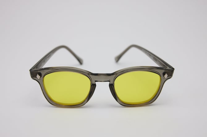 QMC Customized Safety Glasses, Grey with Yellow Frames 