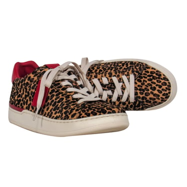 Coach - Leopard Print Calf Hair Sneakers w/ Red Leather Trim Sz 7.5