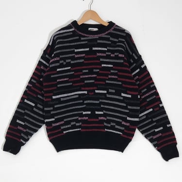 Vintage 1990s Boulevard Club Cable Black/Red Knit Sweater Sz.40 (L)