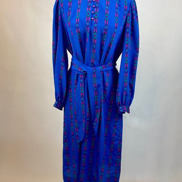 1970s The Wilroy Traveller Abstract Print Dress 