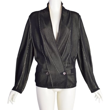 Alaia Vintage Rare SS 1985 Black Beige Knit Viscose Cardigan Sweater Jacket
