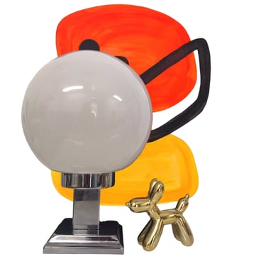 Vintage Robert Sonneman Kovacs Globe Lamp | MCM Large Milk Glass Orb Shade Chrome Metal Base Table Lamp | Space Age Bauhaus Lighting 