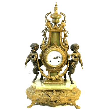 Clock, Vintage, Mantel, Gilt Brass, & Onyx, Decorative, Clock, Gorgeous!!