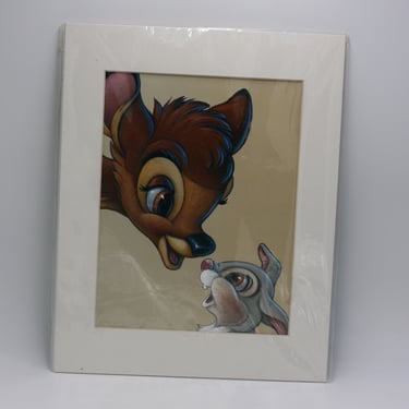 vintage Friendship art print Bambi and Thumper plus block of 37 cent stamps 