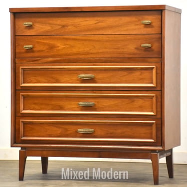 Mid Century Modern Walnut Tall Dresser 