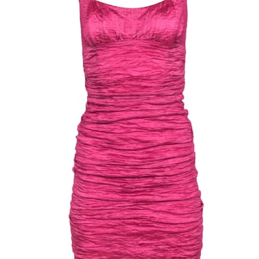 Nicole Miller - Deep Pink Ruched Textured Sleeveless Mini Dress Sz 2
