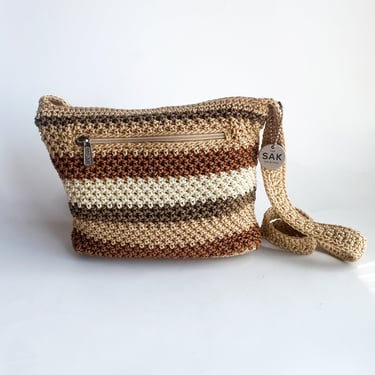1990s Woven Brown Striped Bag
