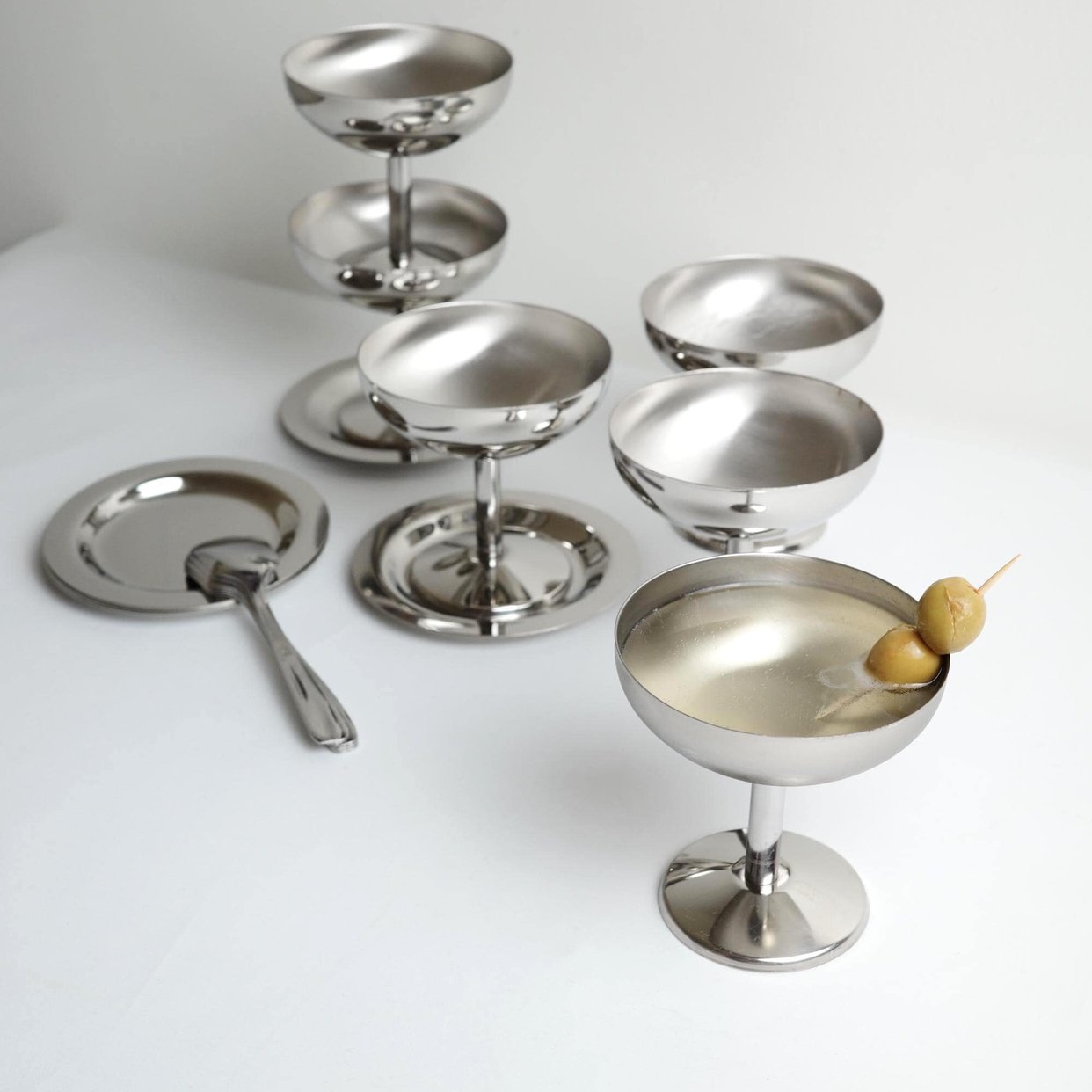 Vintage Italian Inox 18/10 Dessert and Cocktail Set – 6 Stainless ...