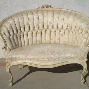 Antique Loveseat French Provincial Sette Sofa Couch Bench Boudoir Vintage Regency Entry Way Chippendale Sofa Shabby Chic Victorian Seating 