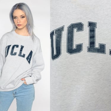 UCLA Sweatshirt 90s University Shirt Grey Graphic LOS ANGELES California College Sweater 1990s Vintage Jansport Large 