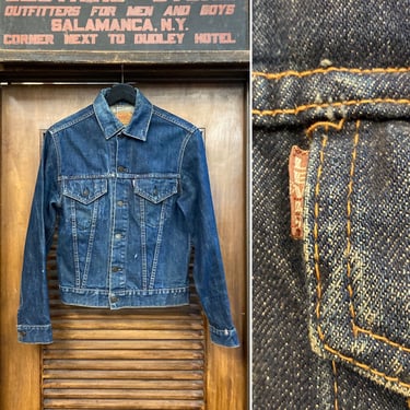 Vintage 1960’s Size S “Levi’s” Big E Dark Denim Trucker Jacket, 60’s Workwear, 60’s Denim Jacket, 60’s Levi’s Jean Jacket, Vintage Clothing 