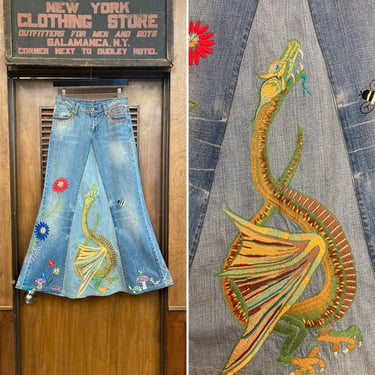 Vintage 1990’s Polo Ralph Lauren Hippie Embroidery Denim Folk Art Skirt, Vintage Embroidery, Ralph Lauren, Folk Art, 1990’s, Hippie, Dragon 
