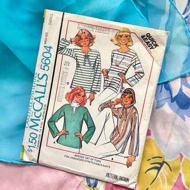 Tunic Top Sewing Pattern, Hoodie, Bell Sleeves, Complete with Instructions, Vintage McCalls 5604 