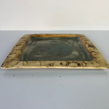 Vintage Organic Texture Art Pottery Dish, Signed 