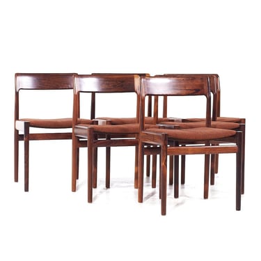 Johannes Nørgaard Mid Century Danish Rosewood Dining Chairs - Set of 6 - mcm 