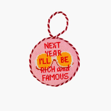 Rich and famous needlepoint ornament