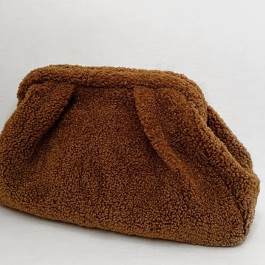 Moni Textured Faux Shearling Clutch | Modern