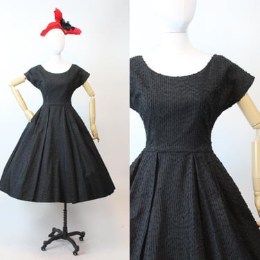 1950s CAMPUS LANE FRINGED eyelash full skirt dress xs | new fall winter 