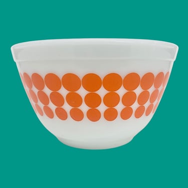 Vintage Pyrex Bowl Retro 1960s Mid Century Modern + Dots (Orange) + 401 + Size 1.5 Pint + Ceramic + MCM Kitchen Storage + Bakeware/Cookware 